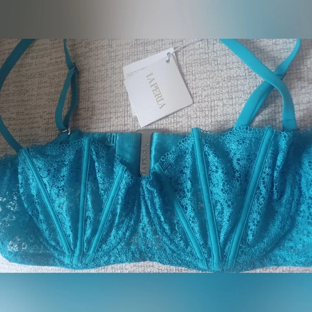 $485 La Perla Black Label EDENIC Turchesa Blue Carioca Balconette Bra 38B - Picture 3 of 5